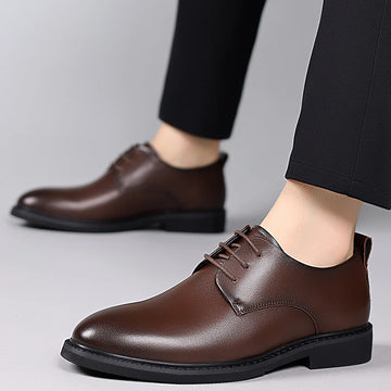 Xajzpa Size up formal leather shoes for men with lace Oxford wedding banquet office casual fashion breathable business shoes